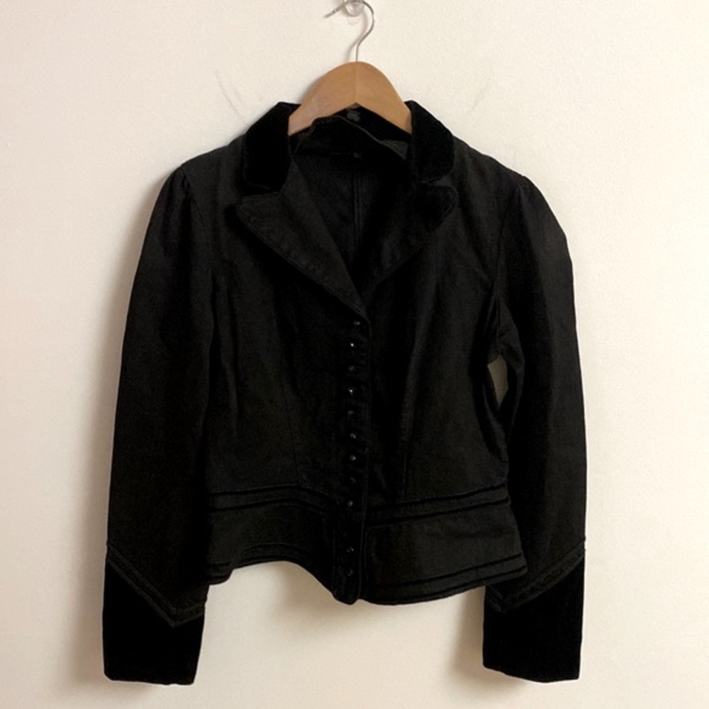 Ralph Lauren Jean Co. Womens Medium Tailored Black Denim Blazer Jacket